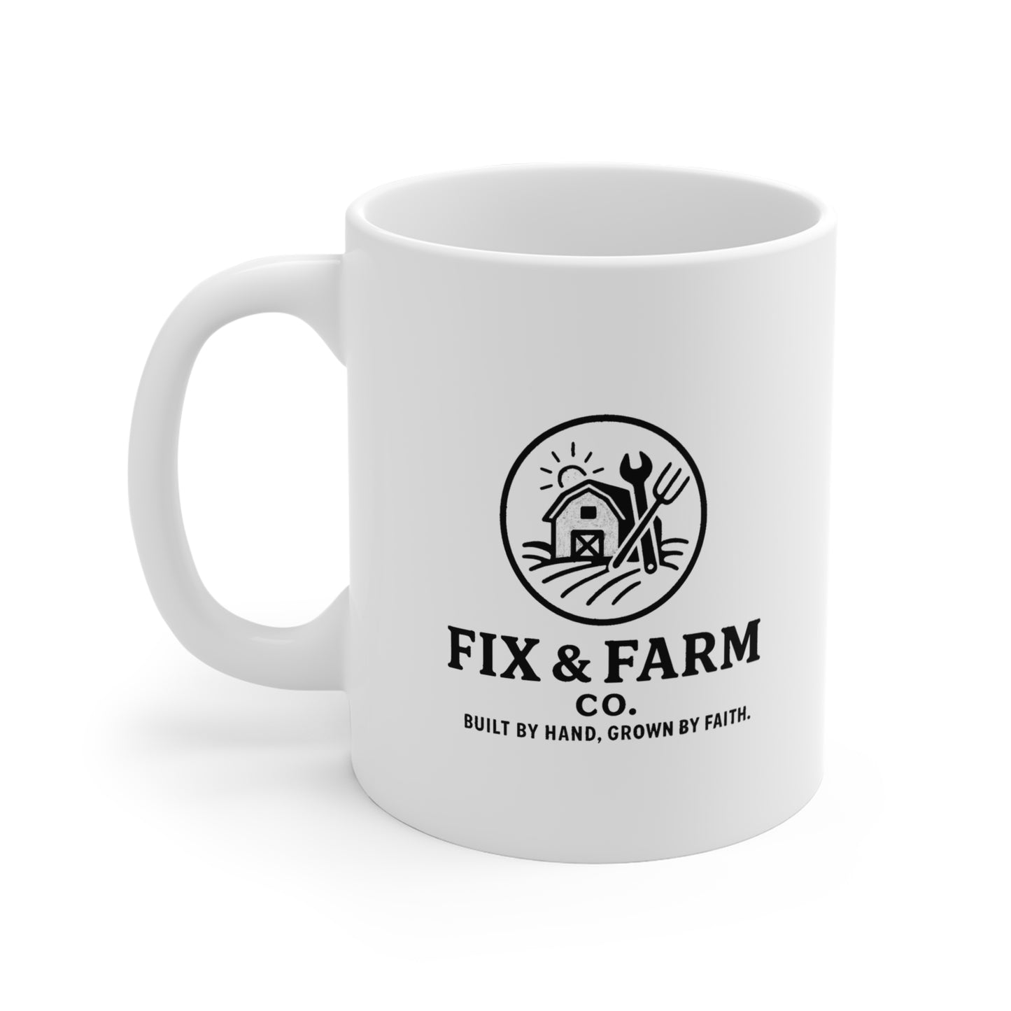 Fix & Farm Co. 11oz Ceramic Mug — Built by Hand, Grown by Faith