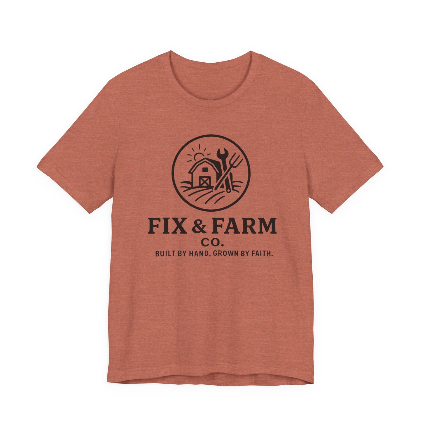 Fix & Farm Co. — Built by Hand, Grown by Faith Farm Tee (Black print)