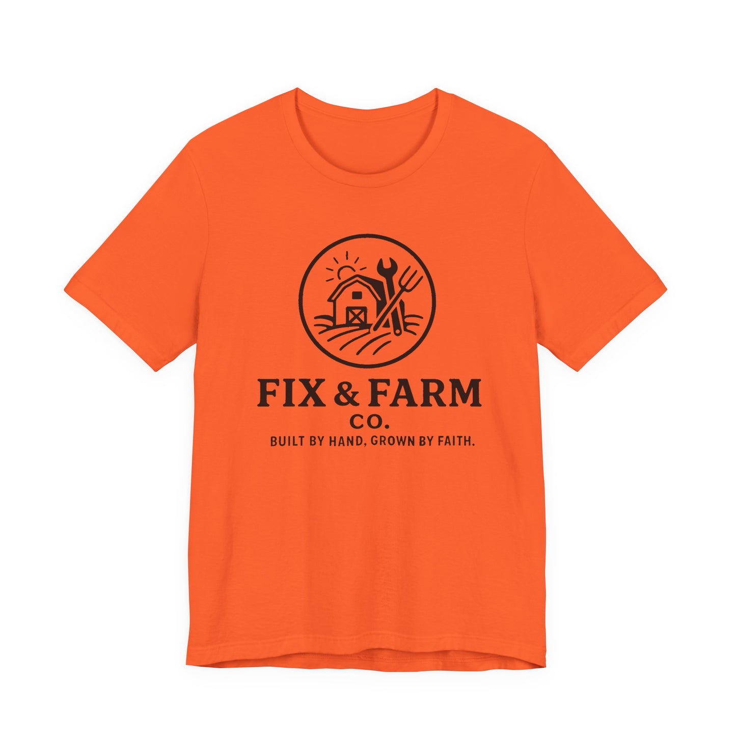 Fix & Farm Co. — Built by Hand, Grown by Faith Farm Tee (Black print)