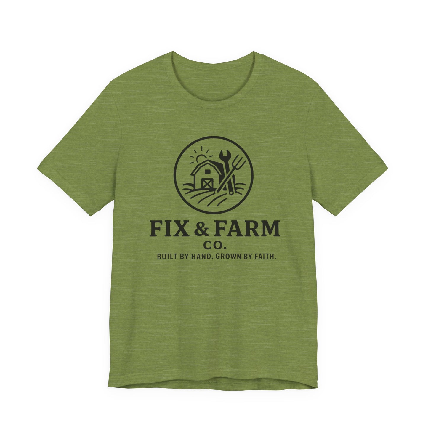 Fix & Farm Co. — Built by Hand, Grown by Faith Farm Tee (Black print)