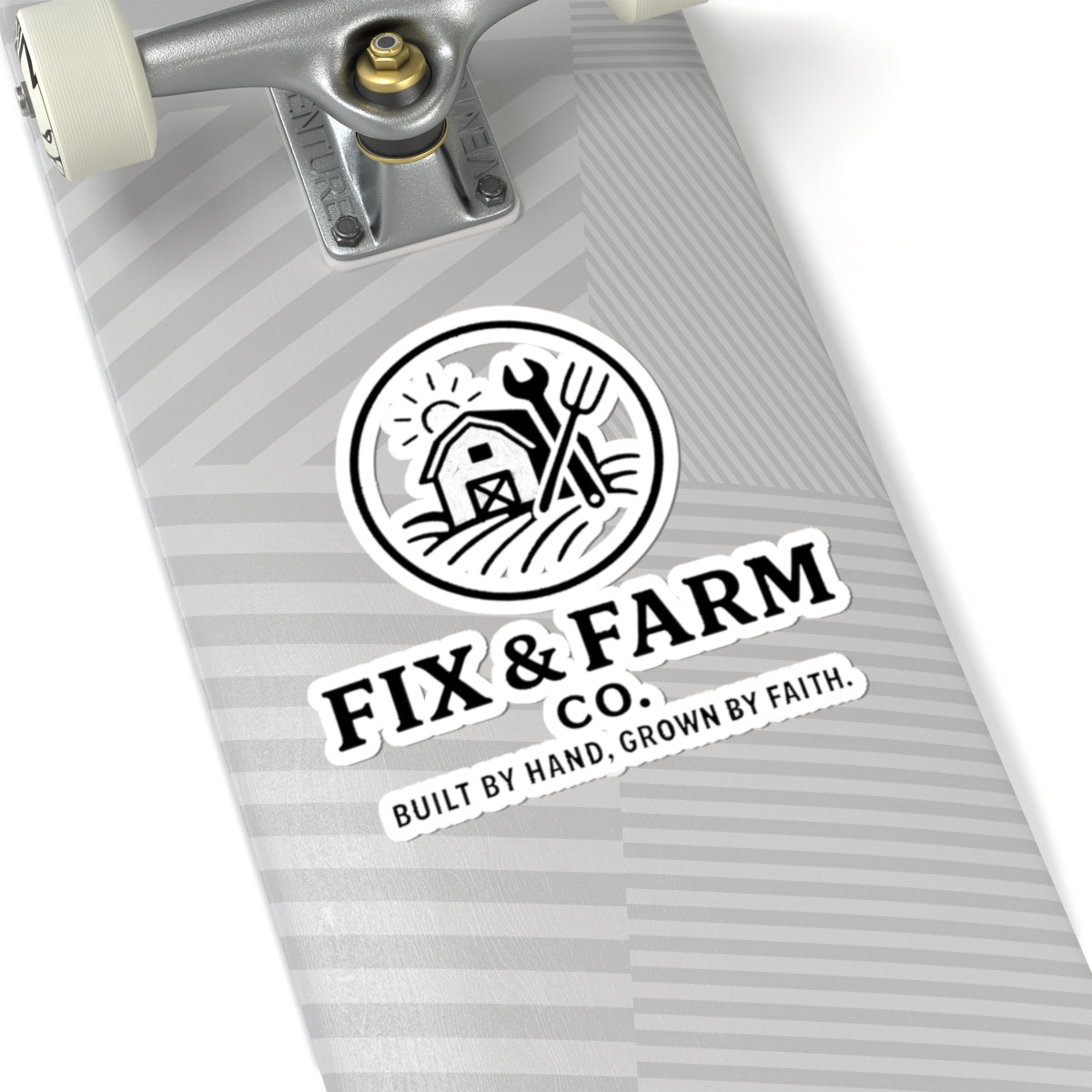 Fix & Farm Co. Kiss-Cut Sticker — 'Built by Hand, Grown by Faith' Farm Logo Decal