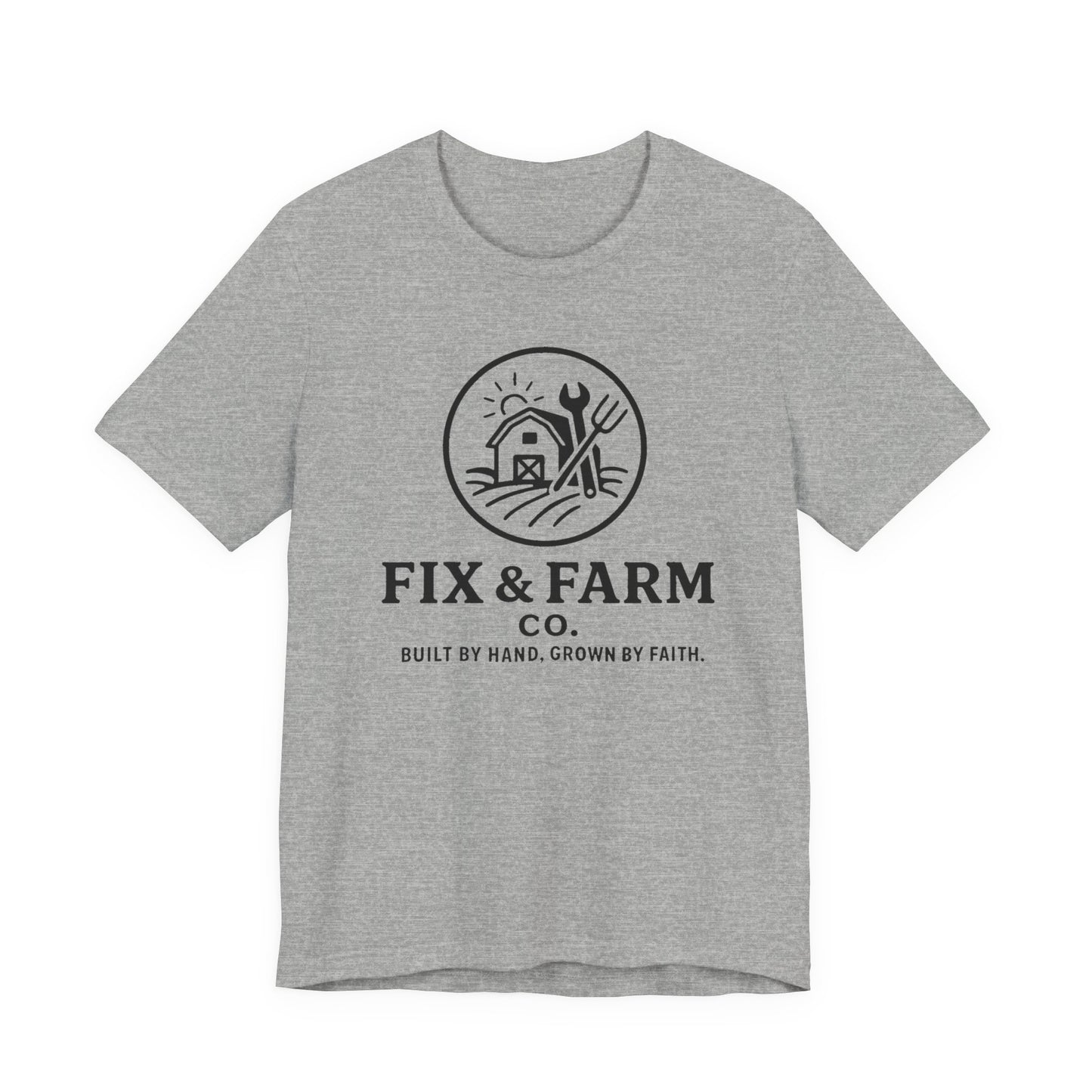 Fix & Farm Co. — Built by Hand, Grown by Faith Farm Tee (Black print)