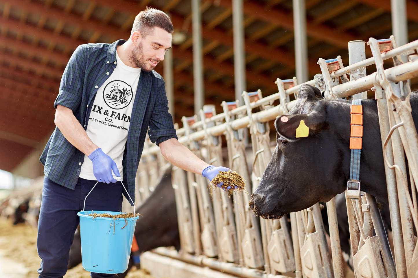 Fix & Farm Co. — Built by Hand, Grown by Faith Farm Tee (Black print)